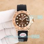 Swiss Copy Rolex Lady Yacht-Master 2836 Watch Rose Gold Rubber Strap